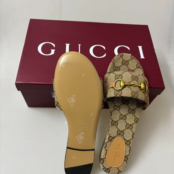 New Gucci GG Canvas Horsebit Slides - Size 38 - Picture 2 of 4